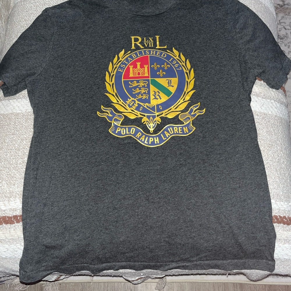 Ralph Lauren Men's Charcoal Tee with Crest